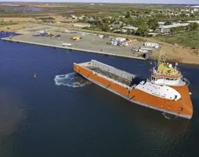 Onslow Marine Support Base Aerial View Of Orange Ship Docking Base