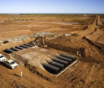 BCI Minerals Mardie Salt Project Pond 1 Pond 1 Vulverts Aerial View on Mardie Salt Project