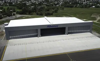Alliance Airlines Maintenance Hub Aerial View Front Hangar Aviation Facility